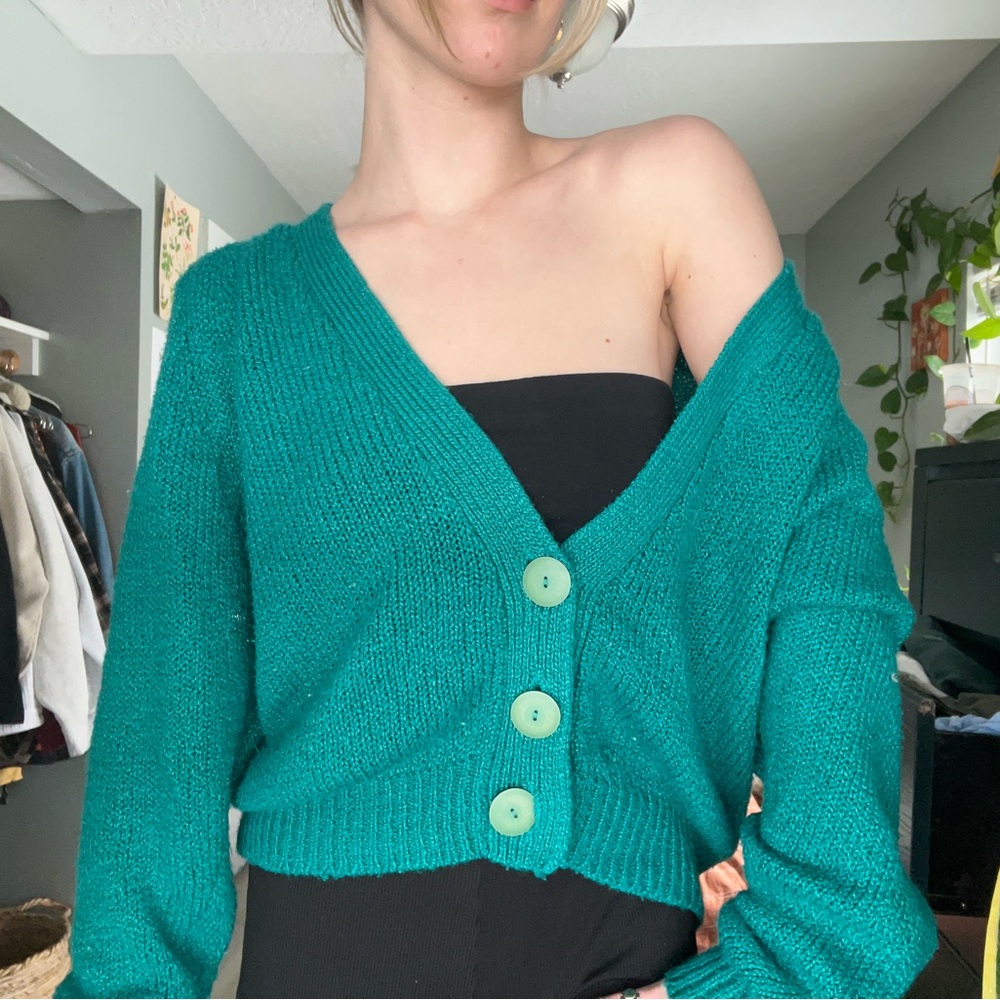 Green cardigan